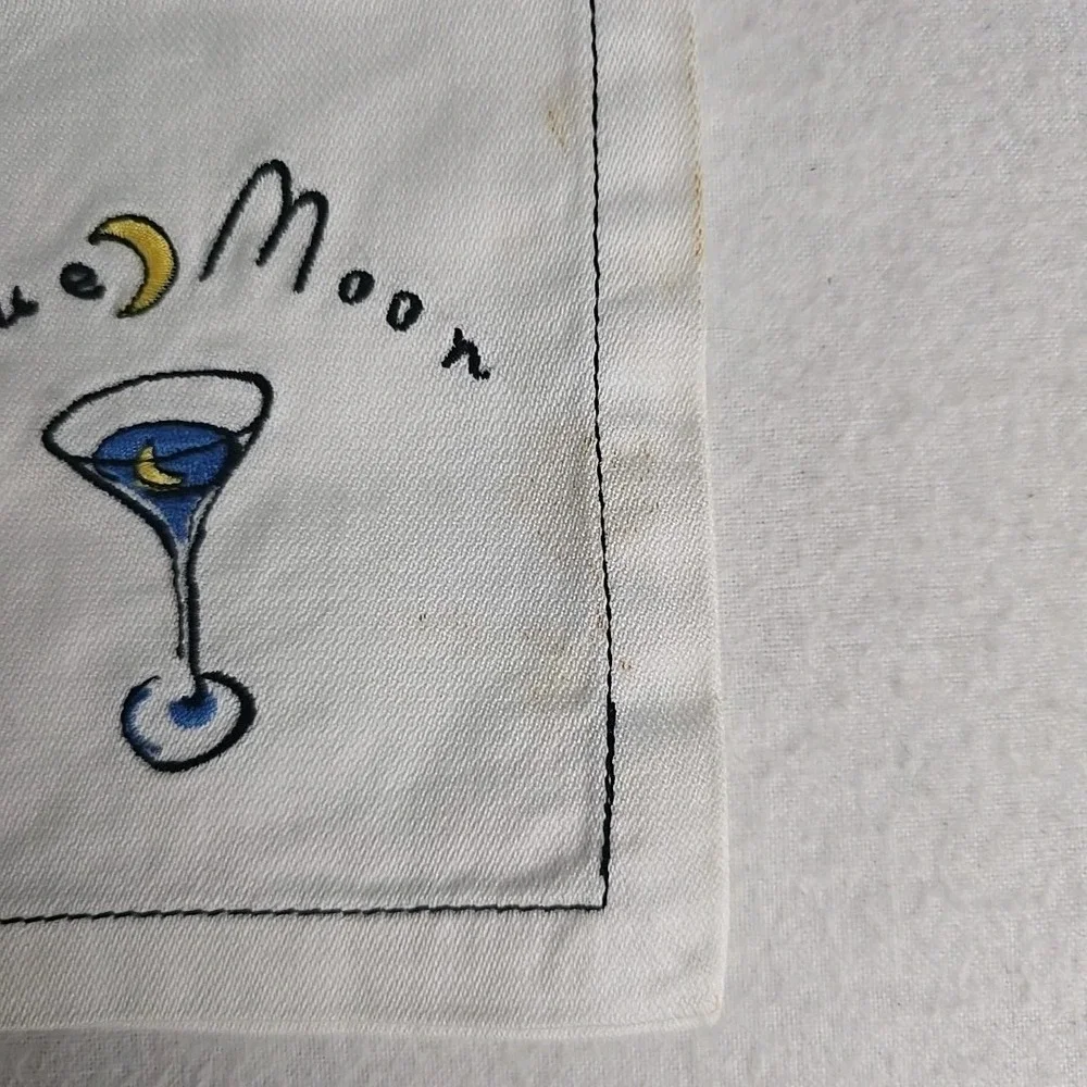 Pottery‎ Barn VTG Embroidered Martini 8 Cocktail Napkins Party